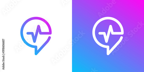 Dual meaning logo combining chat and heartbeat elements, symbolizing real-time communication, emotional connection, responsiveness, and human-centered digital interaction.