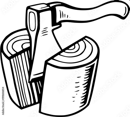 Lumberjack activity silhouette pack, men cutting tree trunk, using saw machine and axe, various tree shapes included, clean vector style