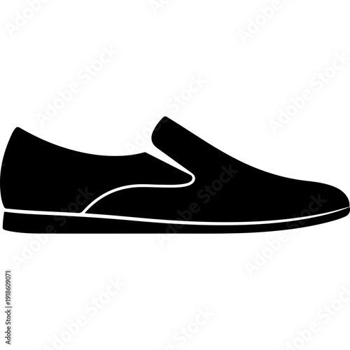 Minimalist Black Slip-On Loafer Shoe Vector