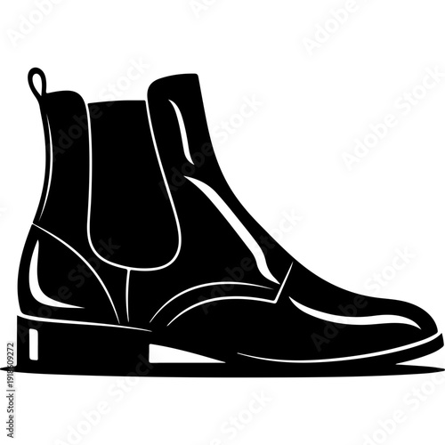 Black Chelsea Boots Vector Illustration