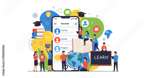 Online Education Concept: Smartphone with Learning Interface