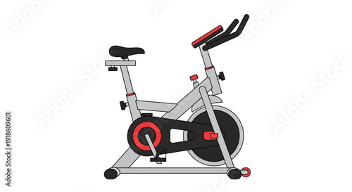 Modern Stationary Exercise Bicycle with Red Accents