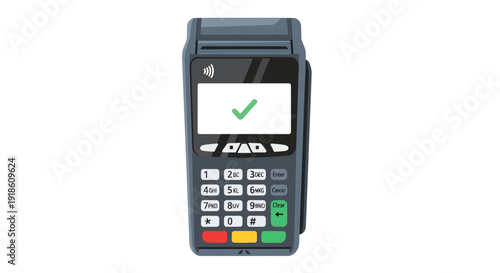 Modern Point of Sale Terminal with Green Checkmark