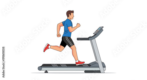 Man Running on Treadmill for Fitness and Exercise