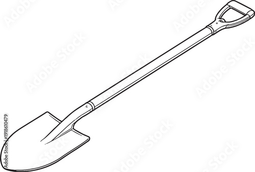 Agricultural Shovel Line Art Icon Black and White.eps