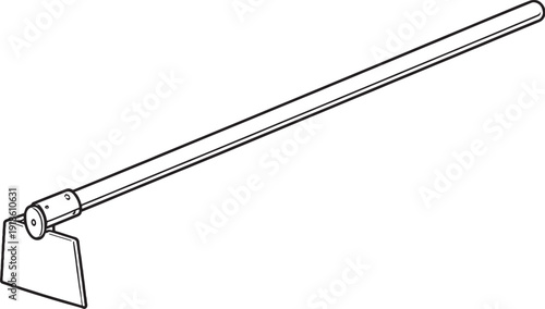Black and White Long Handle Scraper Tool Line Art Side View