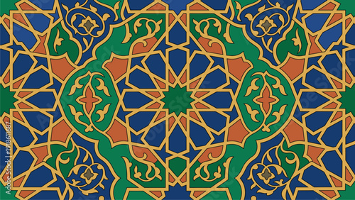 Islamic Geometric Pattern Background Design for Commercial Use - Arabic Art Decor