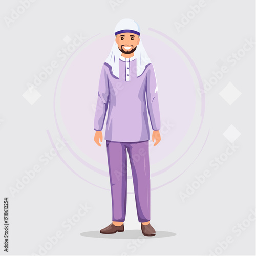 Illustration of a man wearing traditional Arabic clothing and headscarf.