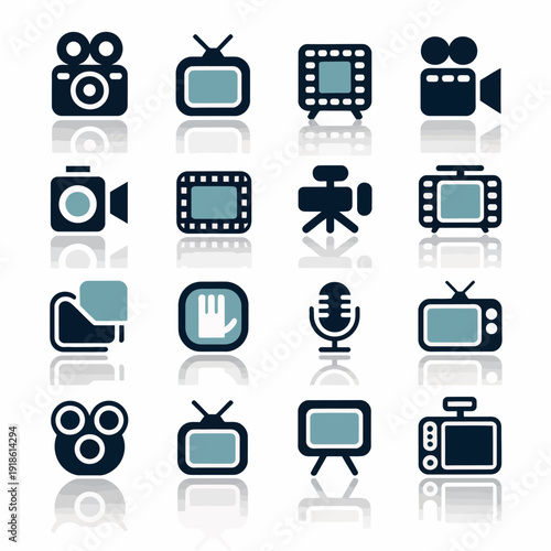 Collection of media icons for film and television production
