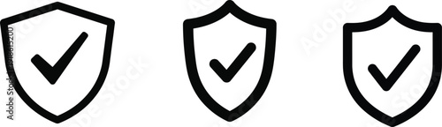 Three shield icons with checkmarks symbolizing security and verification