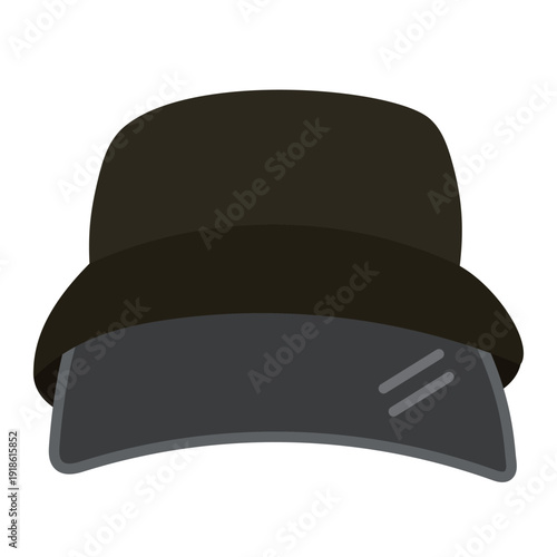 日焼け防止効果のある黒いサンバイザー付き帽子