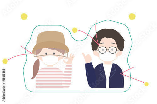 花粉症対策を万全にしている男女｜花粉ブロックのイメージ