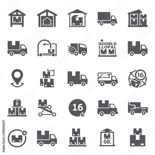 Collection of logistics and transportation icons