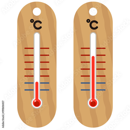 2種類の温度計のイラスト（高い・低い）