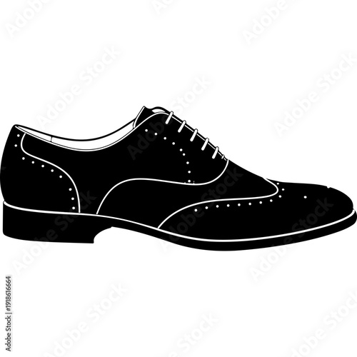Elegant Black Dress Shoe Vector Illustration