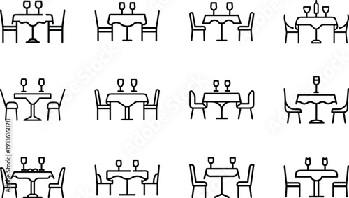 Set of business people vector icons with stick figures showing office work, management and computer tasks