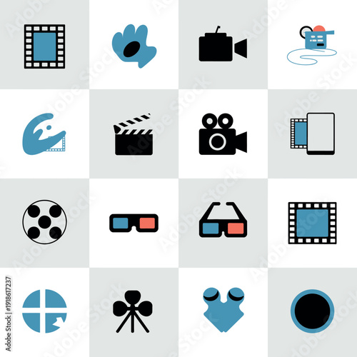 Collection of various film and video related icons