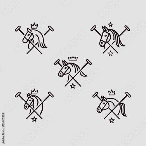 Equestrian logo designs with crown and sword