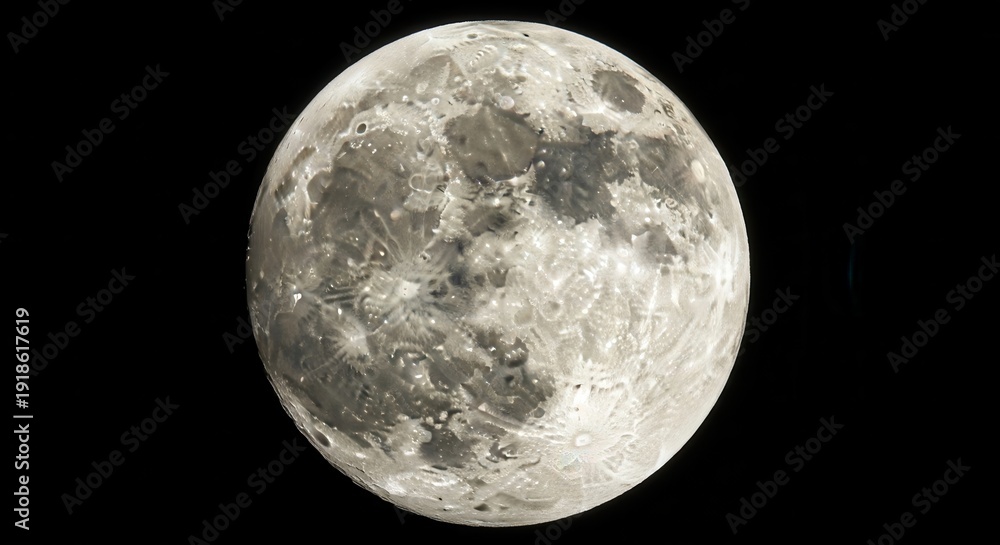 Obraz premium Full Moon in Dark Space.