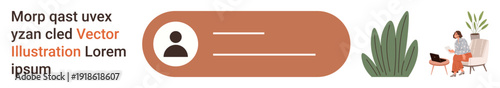 Digital identity, remote work, online forms, user dashboard, interface design, workspace. Icon a profile next to a digital workspace. Digital identity and remote work theme