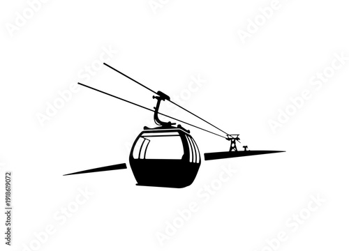 Modern Cable Car or Gondola Vector Illustration