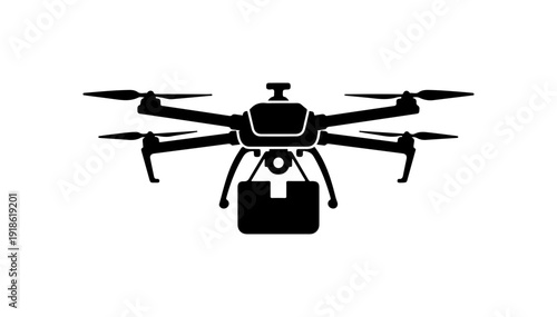 Modern Quadcopter Drone with Cargo Attachment Vector Illustration