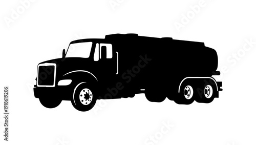 Black Vector Tanker Truck Illustration