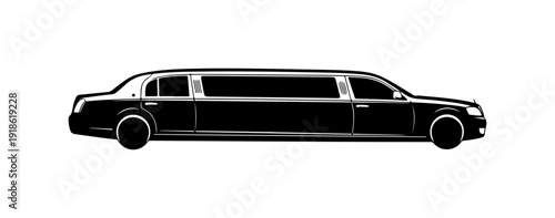 Elegant Black Stretch Limousine Vector Illustration