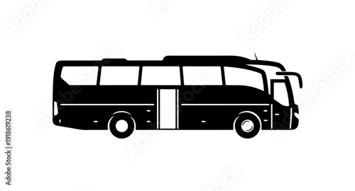 Minimalist Black Tour Bus Vector Illustration