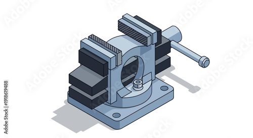 A detailed illustration of a metal vise tool for workshop use.