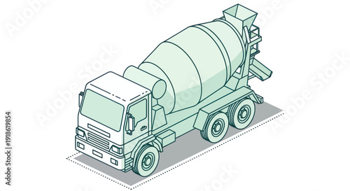 Concrete Mixer Truck Illustration for Construction and Industry.
