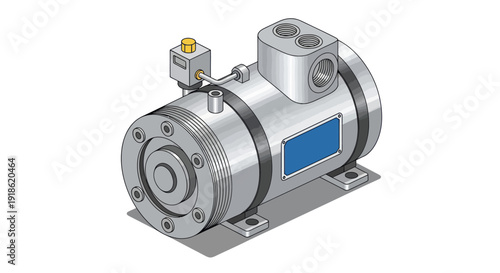 Detailed technical illustration of a robust industrial pump or motor component.
