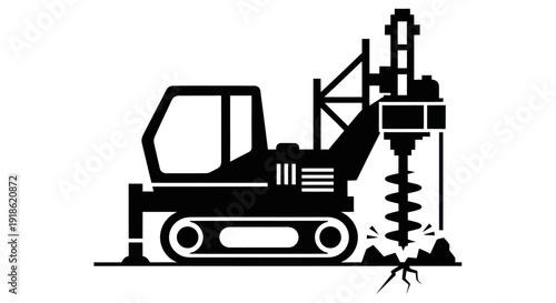 Heavy Duty Drilling Rig Machine Icon for Construction Projects.
