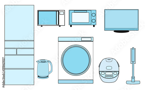 新生活応援 家電セットイラスト｜一人暮らし家電一式