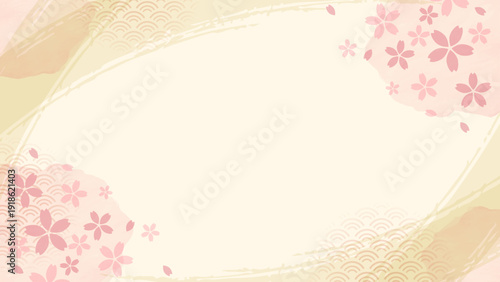 和モダンデザイン、シンプルなピンクの桜と水彩の16:9背景素材