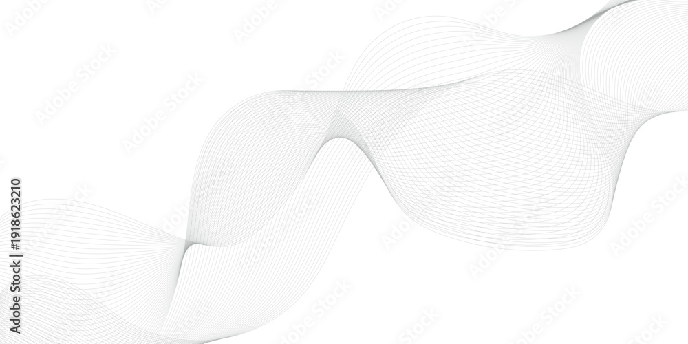 Fototapeta premium Abstract wave element for design. Digital frequency track equalizer. Stylized line art background. Vector illustration. Wave with lines created using blend tool. Curved wavy line. 