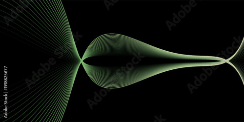 Lime Green Wavy Lines on Dark Backdrop: A Serene and Dynamic Abstract Art Piece Showcasing Flowing Energy and Geometric Precision for Design and Technology Projects