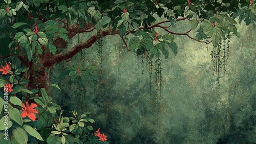 
Textured background with lush tropical nature.