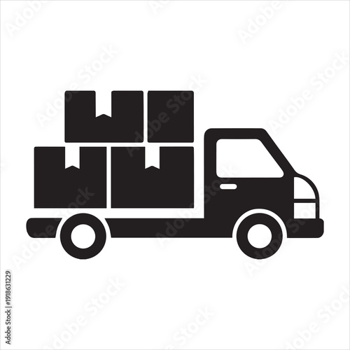 A Moving Truck with Boxes Simple Graphic Symbol