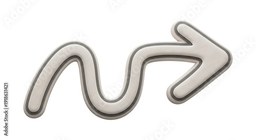 Curved arrow with outline on transparent checkered background symbolizing direction and progress