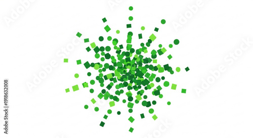 Green confetti exploding in air on white background festive celebration