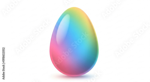 Colorful egg with rainbow gradient on white background