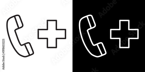 Medical Hotline White Icon Set Design