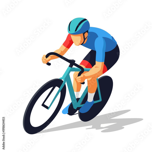 Cyclist on Bicycle Racing, Sport Competition, Healthy Lifestyle