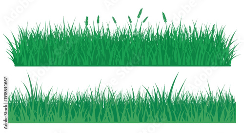 Realistic Grass Texture Vector Set Green Lawn Background Top View