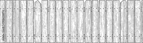 A close-up view of a wooden fence with vertical planks and metal fasteners in a outdoor setting