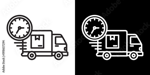 Fast Delivery White Icon Set Design