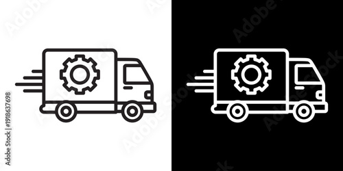 Transportation Management White Icon Set Design