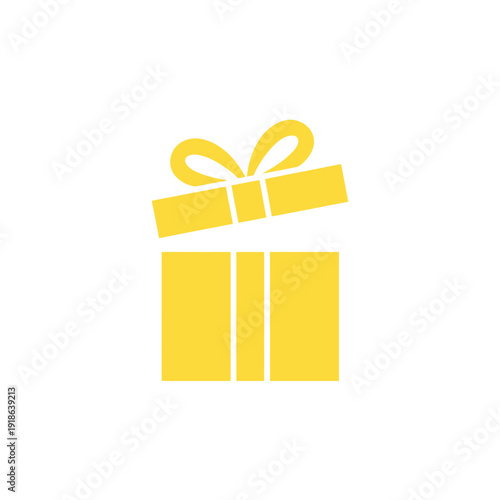 A simple yellow gift box with a ribbon tied around it in a bow on top