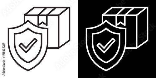 Cargo Insurance White Icon Set Design
